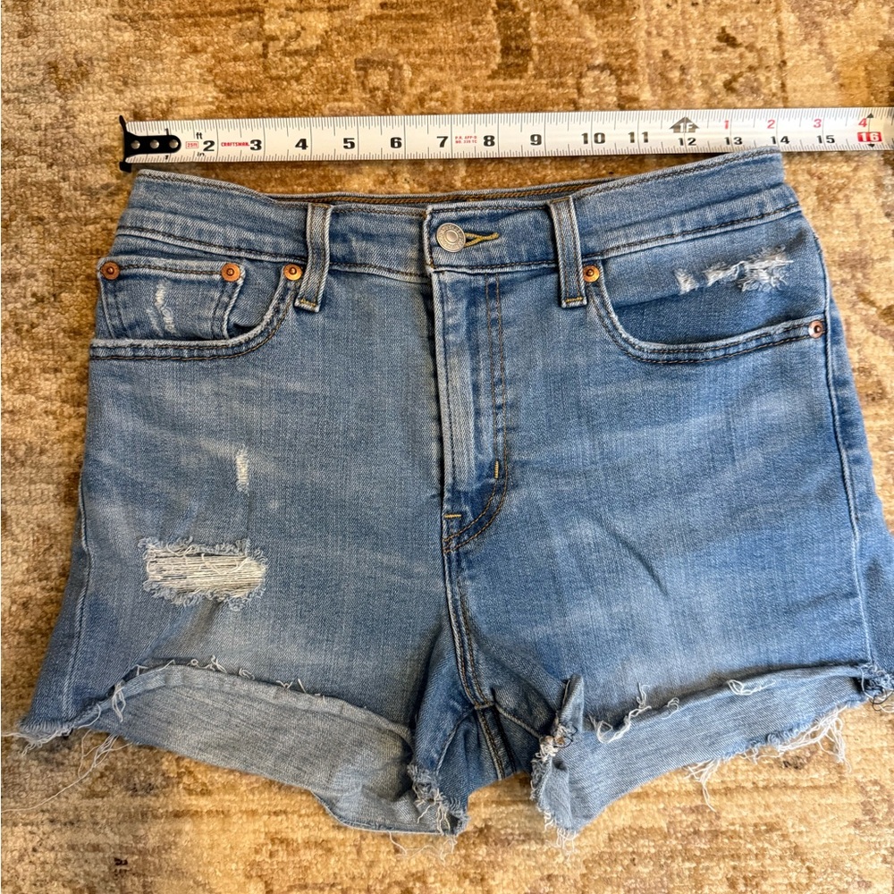 Levi's Blue Jean Shorts Distressed Frayed Hem